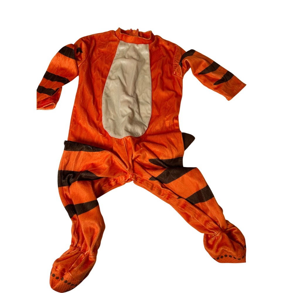 Disney Tigger Footed Romper Costume Baby 12-18M Orange Striped Plush Sleeper